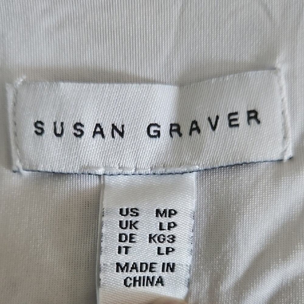 Susan Graver White Textured A-Line Dress Petite Medium Short Sleeve Summer Shift - Picture 4 of 6